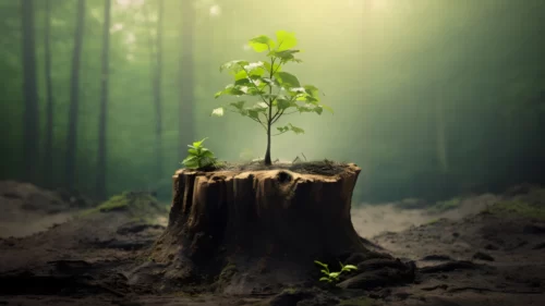 träd som växter ur en stam för att symbolisera utbildning för framtiden